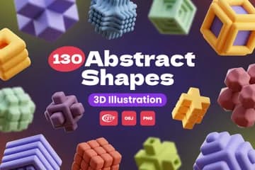 3D立体免扣素材艺术抽象抽象形状第01卷模型
