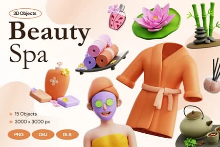 3D立体插画美容美容水疗中心模型
