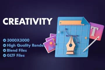 3D立体免扣素材发展创造力模型