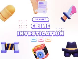 3D立体插画素材安全犯罪调查模型