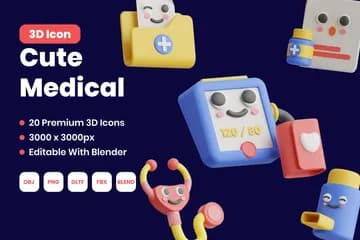 3D立体插画素材医疗保健可爱的医疗模型