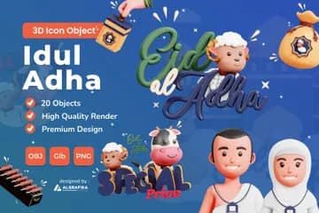 3D立体插画素材宗教宰牲节模型