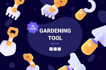 3D立体插画素材农业园艺工具模型