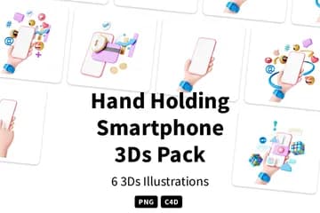 3D插画素材网络通信手持智能手机