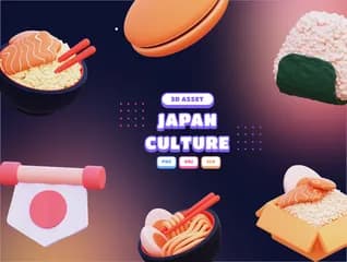 3D立体插画素材宗教日本文化模型