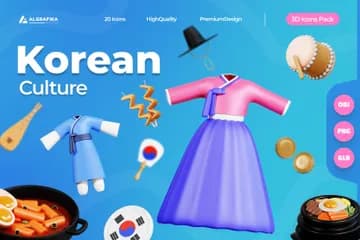 3D立体插画素材宗教韩国文化模型
