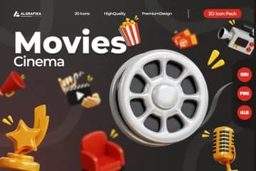 3D立体插画素材娱乐电影电影院模型
