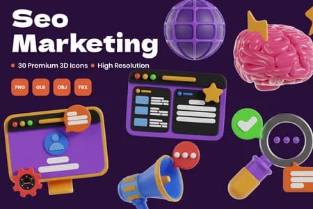 3D立体素材网站SEO搜索引擎优化营销模型