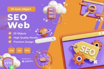 3D立体免扣素材网站SEO搜索引擎优化网络模型