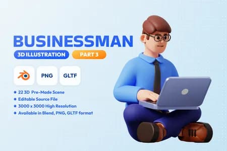3D立体免扣素材人物商人模型