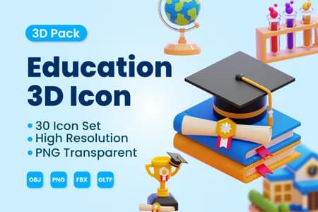 3D立体免扣素材学校教育教育模型