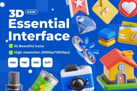 3D立体插画素材用户界面基本接口模型