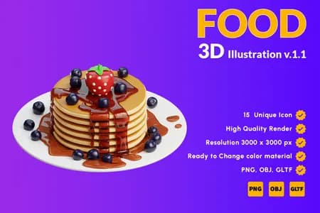 3D立体插画素材食物饮料食品V.1.0模型