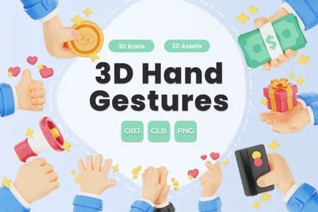 3D立体免扣素材标志手势模型