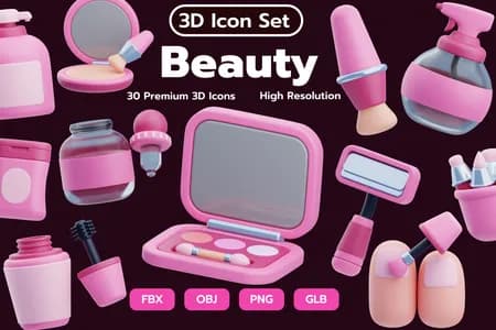 3D立体插画素材美容Beuaty模型