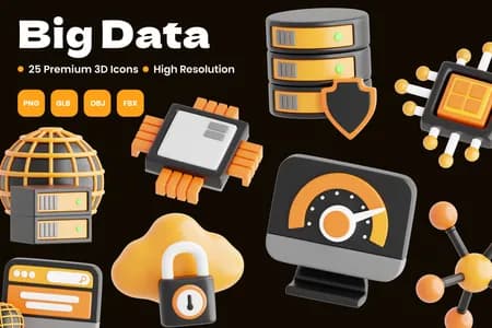 3D立体免扣素材科学技术大数据模型