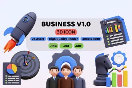 3D立体插画素材商业业务模型