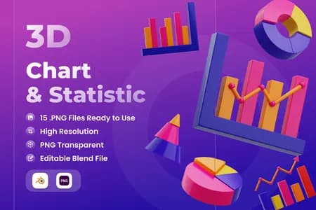 3D免扣素材标志图表和统计