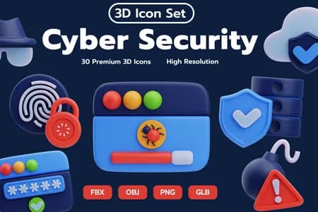 3D立体免扣素材安全网络安全模型