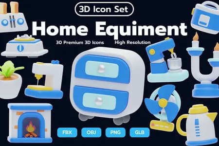 3D立体免扣素材电器家用设备模型