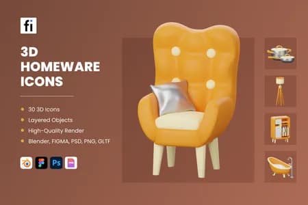 3D立体免扣素材工具家庭用品模型