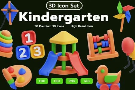 3D立体免扣素材学校教育幼儿园模型
