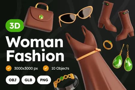 3D立体插画素材服装女人时尚模型