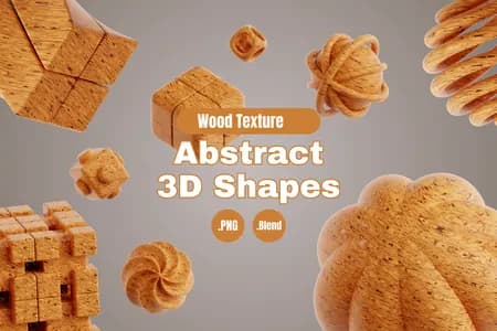 3D插画素材艺术抽象木材抽象形状