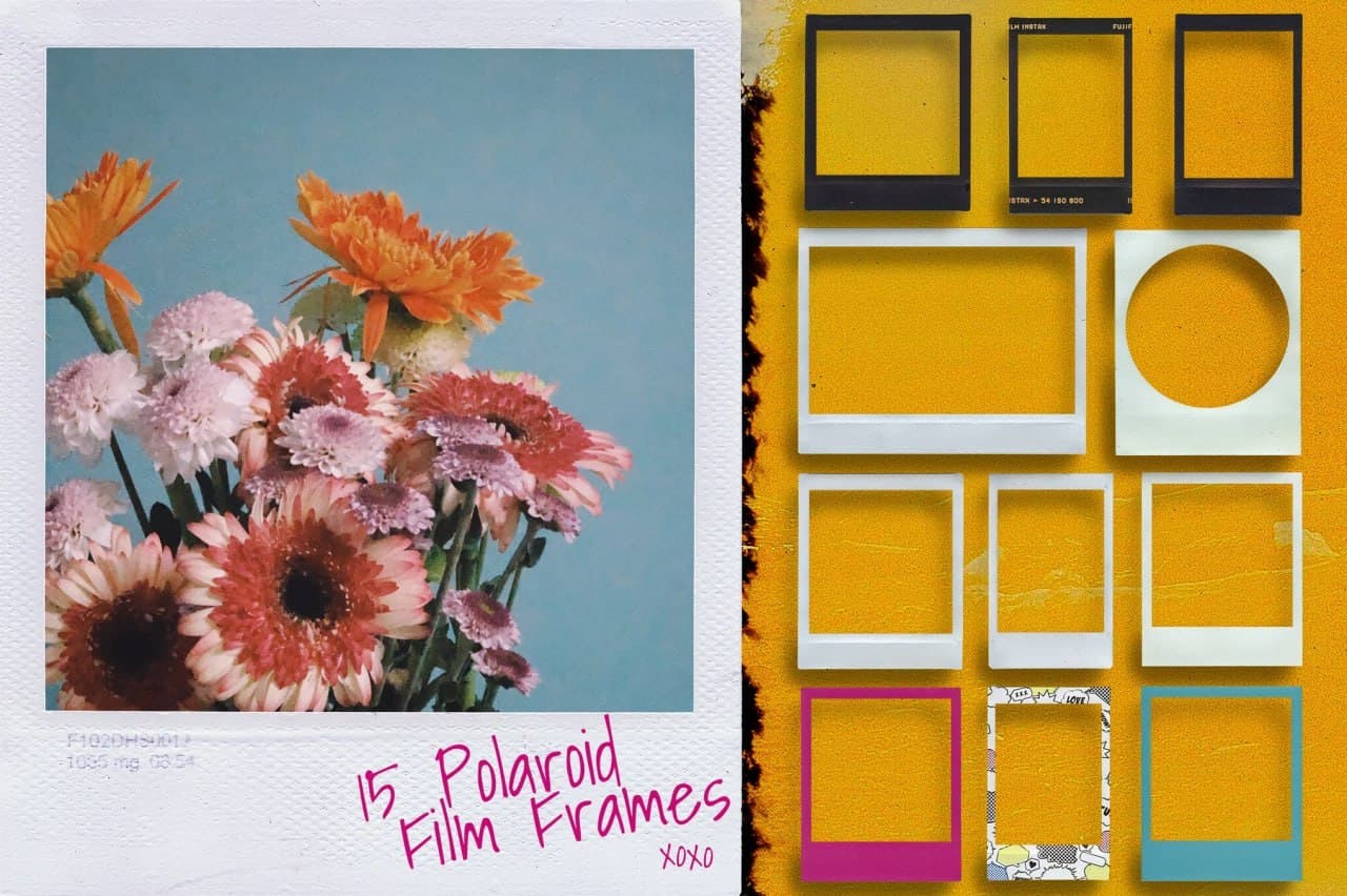 15款拍立得边框叠加素材 15 Instax Photo Polaroid Film Frame Overlays