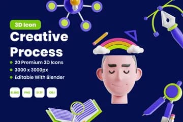 3D立体插画素材发展创意过程模型
